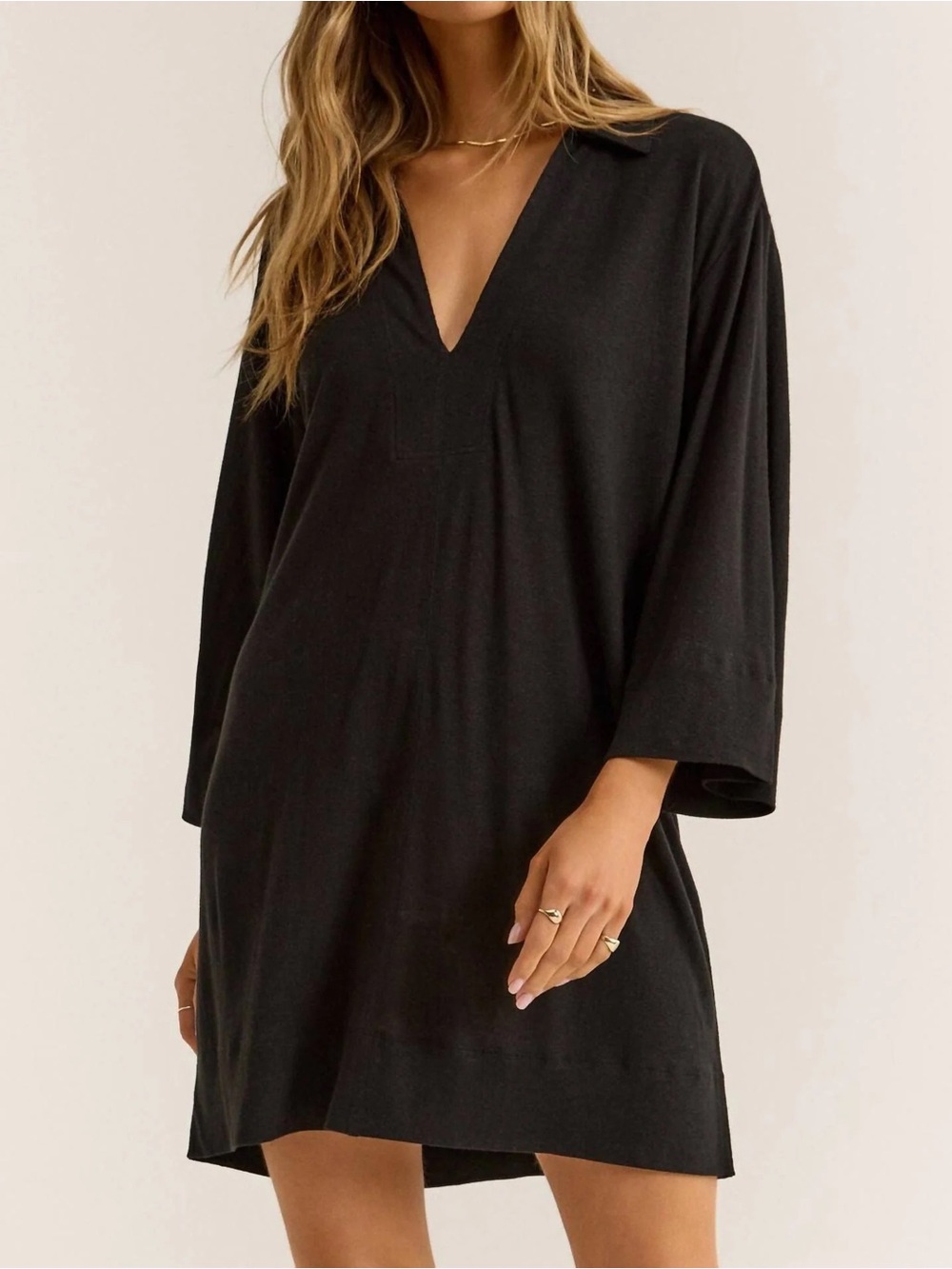 Z Supply Mallory Black Slub Linen Cover Up